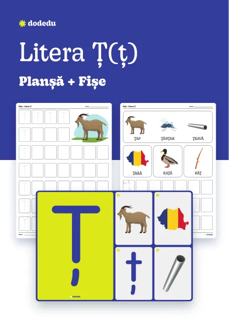 Litera T(t) diacritic - Set Planșă+Fișe